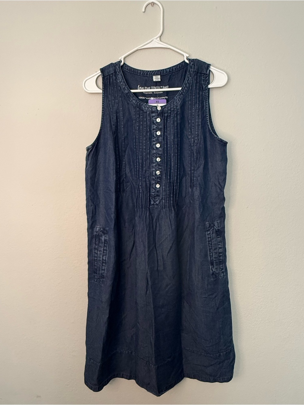 Coldwater Creek Sleeveless Navy Denim A-Line Dress